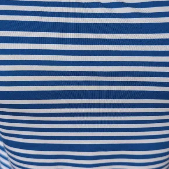 Nike Stripe V-Back Tankini Swimsuit Top MEDIUM Blue White Athletic - Picture 6 of 16